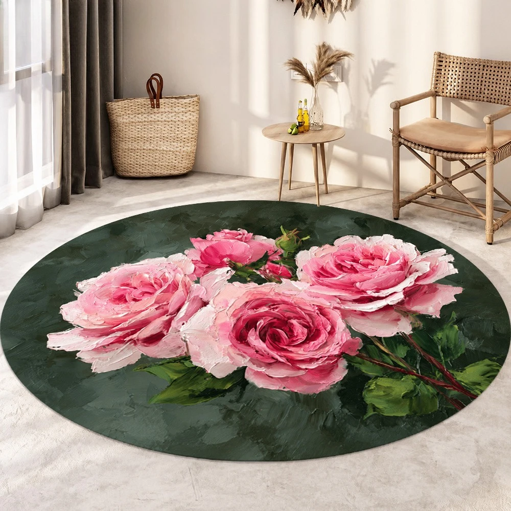 Vintage Cupid's Brewing Co Love Potions Round Rug Retro Red Stamp Heart Cupid Circular Mat Valentine Bedroom Non Slip Carpet