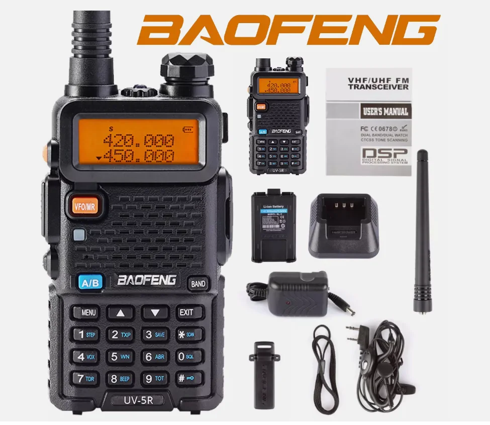 Baofeng UV-5R Versión legal mejorada Walkie Talkies de doble banda Radio bidireccional