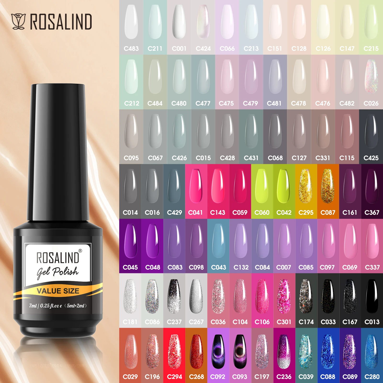 ROSALIND Nail Gel Polish New Arrival Soak Off UV LED Gel Varnish Semi Permanent Full Coverage Nail Manicure Top Base Coat