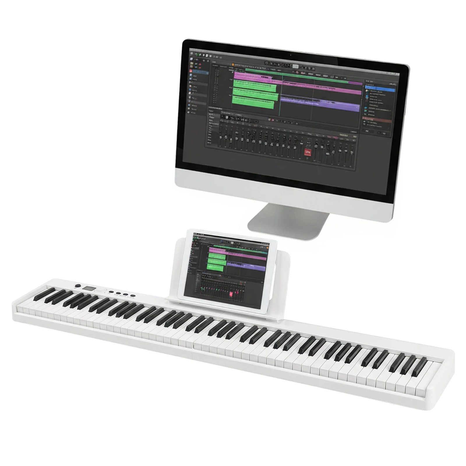 

88-клавишная электронная клавиатура-пианино полноразмерная с педалью сустейна, подставкой для нот, чехлом для переноски, MIDI и Bluetooth для начинающих и всех уровней подготовки