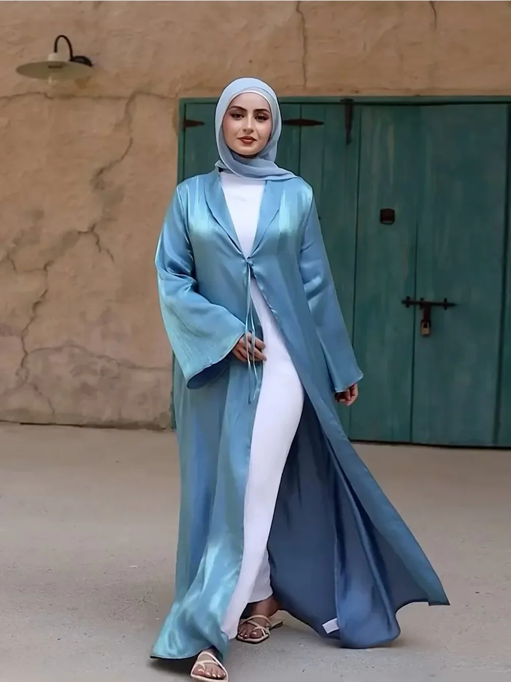 Ramadan Muslim Women Abaya Long Dress Eid Open Lace Up Morocco Kaftan Vestidos Cardigan Robe Dubai Arab Abayas Islam Jalabiya