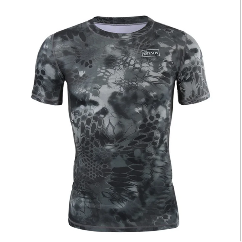 

Men Outdoor Short Sleeve T- Shirt Male Spring Summer Breathable Quick-drying Tactical camouflage Sports Trainning Coat