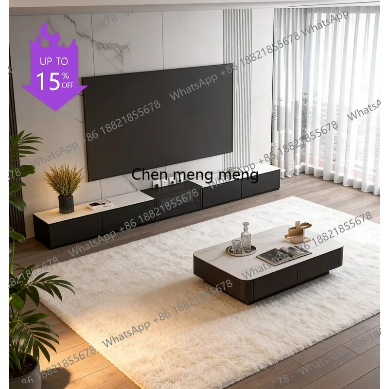 

smt51 80~ 120 inch laser TV cabinet solid wood smart telescopic TV cabinet can be customized rock slab TV cabinet