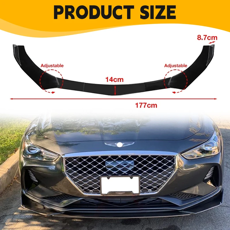 5PCS Adjustable ABS Front Universal Bumper Separator Body Kit Duck Lip Splitter For Volkswagen For BMW For Audi For Honda