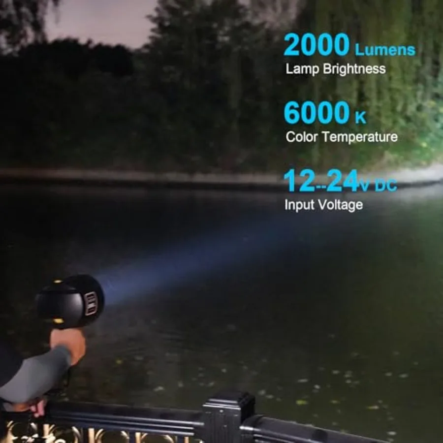 Spotlight 12 Volt Spotlight Led up to 2000 Lumen Boat Handheld Spotlight Corded 12V DC Spot Light Marine Handheld Spotlight Led