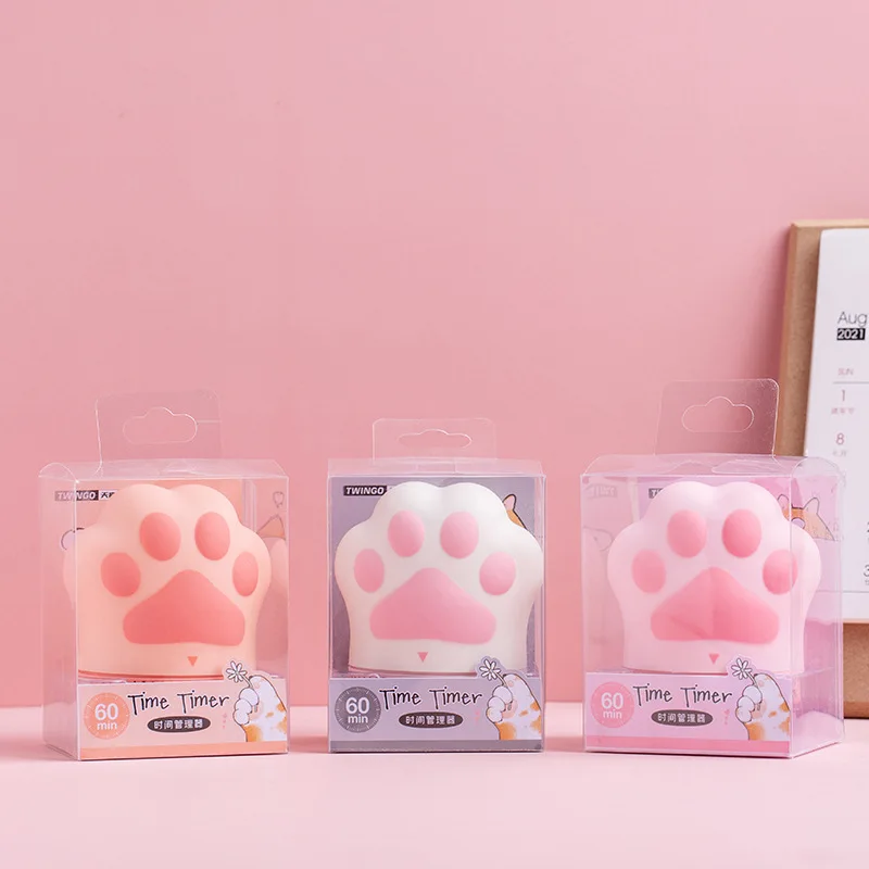 Cute Cat's Paw Time Manager Student Reading Kitchen Baking Timer Multifunction Timer Study Accessories Reading Supplies