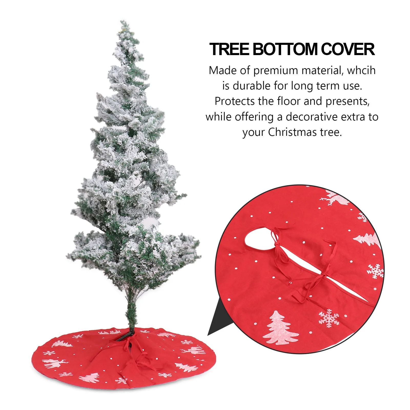 

1pc Christmas Tree Skirt Red Wine Deer Pattern Floor Mat For Holiday Party Home Decor Xmas Tree Bottom Cover Traditional
