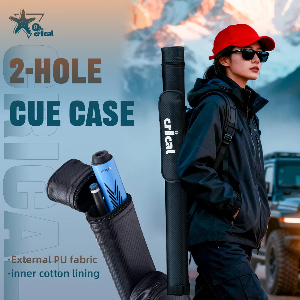 Pool Cue Case 1x1 1 Butt 1 Shaft PU Cotton Lining Lightweight Travel Accessory Pocket Shoulder Strap Billiards CRICAL