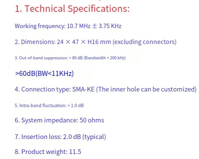 BPF 10.7MHz ± 3.75KHz 10.7M Quartz, Crystal, Filter, Bandpass, Narrowband