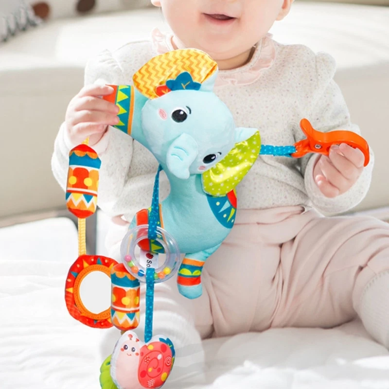 Gentle Sounding Plush Mobile Toy For Stroller Installation Promoting Cognitive Growth Through Exploration A2UB