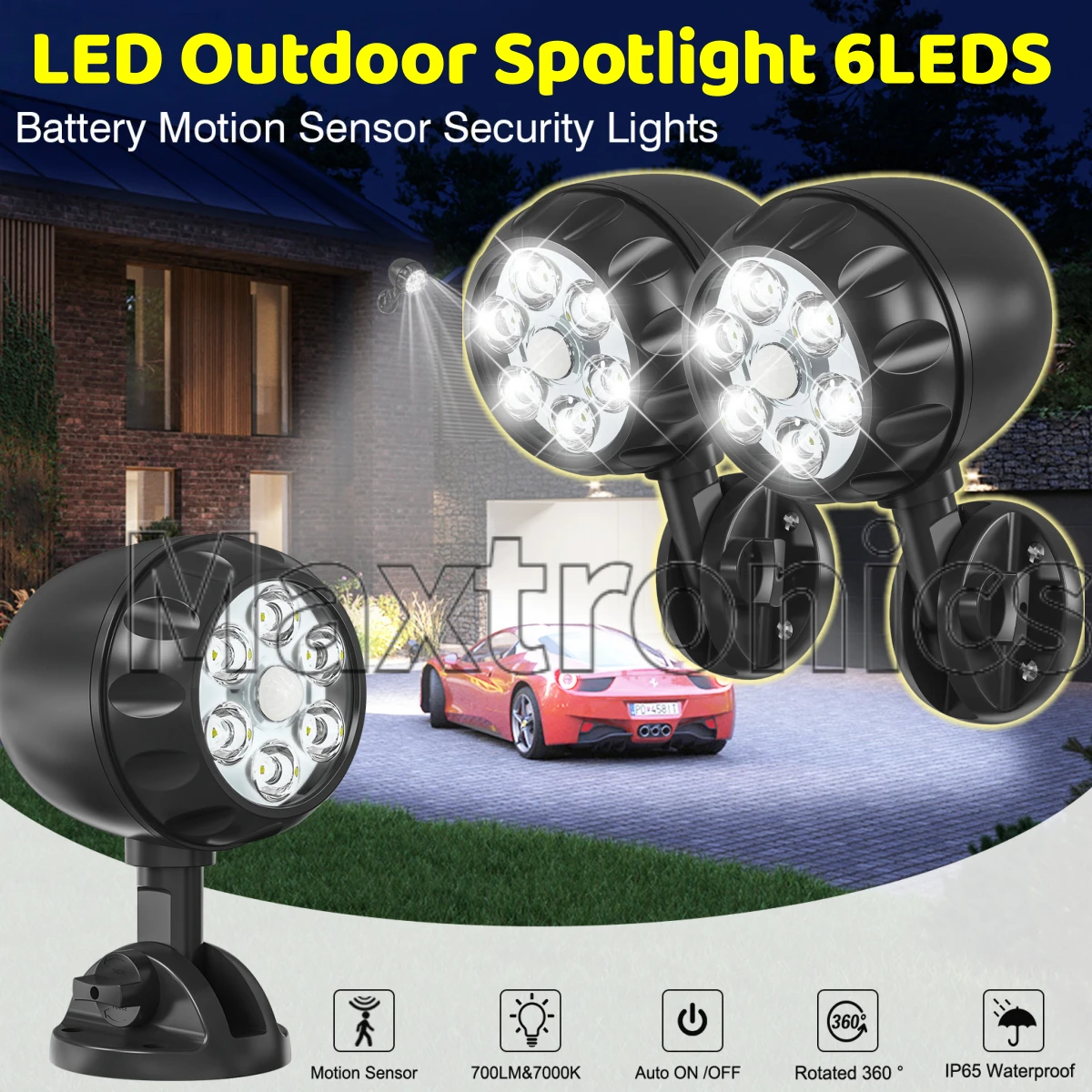 NEW Highlight LED Outdoor Spotlight 6LEDS Motion Sensor Lamp for Garden Courtyard Wall Lamp Waterproof Garage Induction Lighting