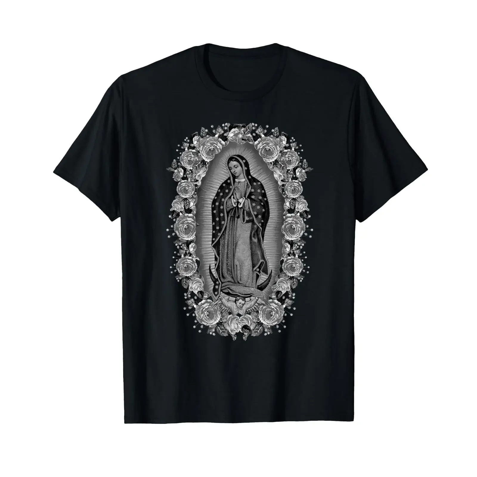 Our Lady Virgen De Guadalupe Virgin Mary T Shirt vintage Washed Unisex Stylish Top For Everyday Wear fashion homme Slightly