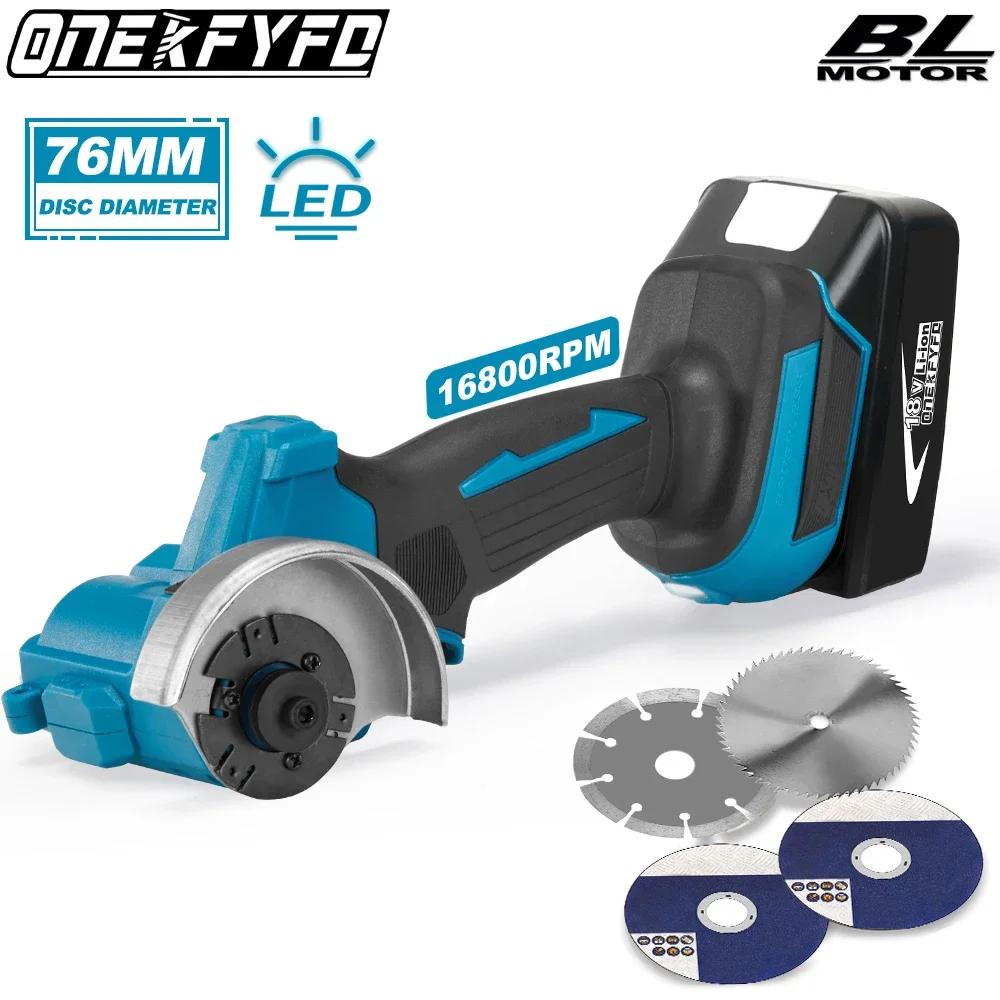 

3 Inch Brushless Mini Angle Grinder 76MM Small Cutting Machine Compact Cut OFF With 4 Saw Blade for Makita 18v Battery