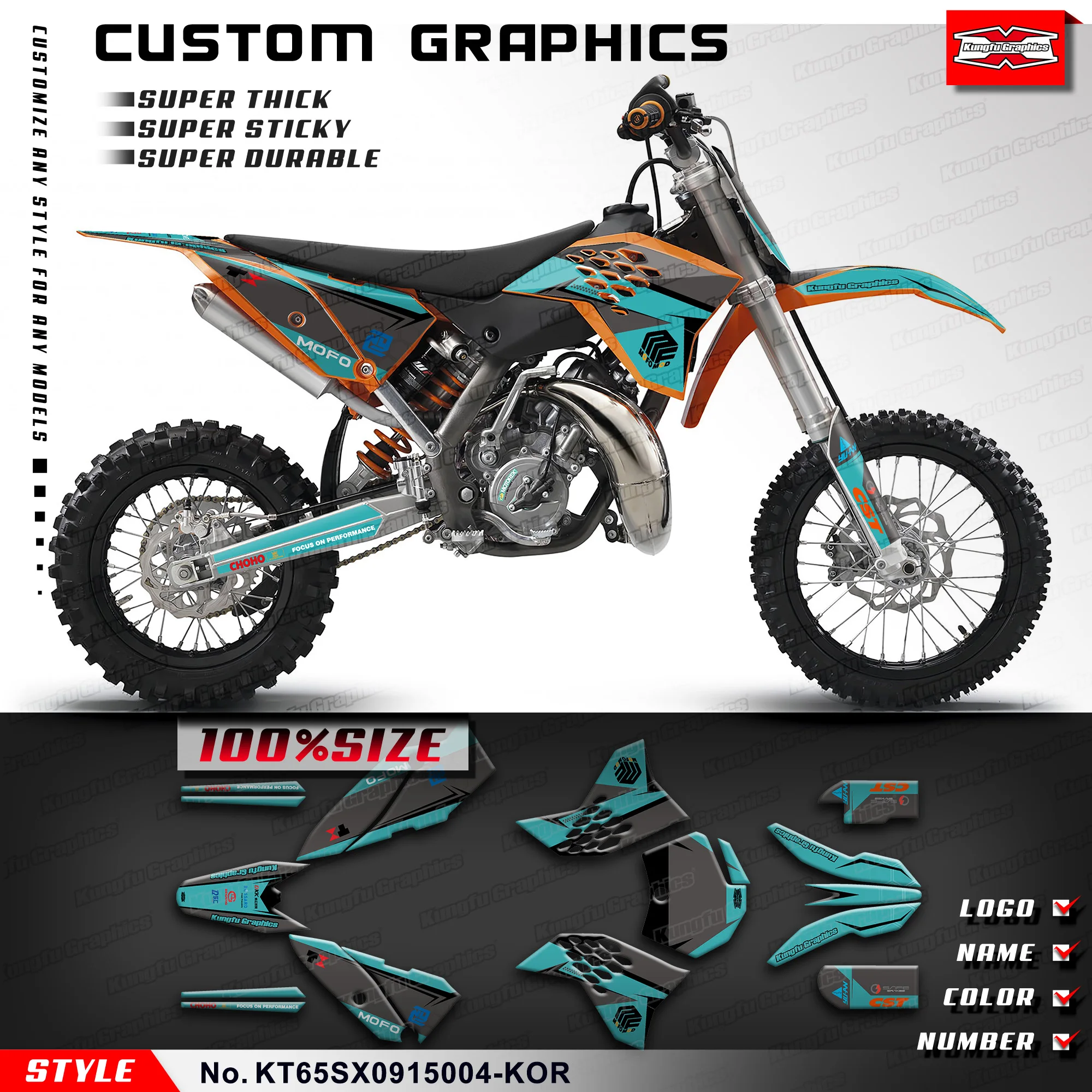 Graphics Kit Racing Sticker for KTM SX 65 2009 2010 2011 2012 2013 2014 2015, KT65SX0915004-KOR