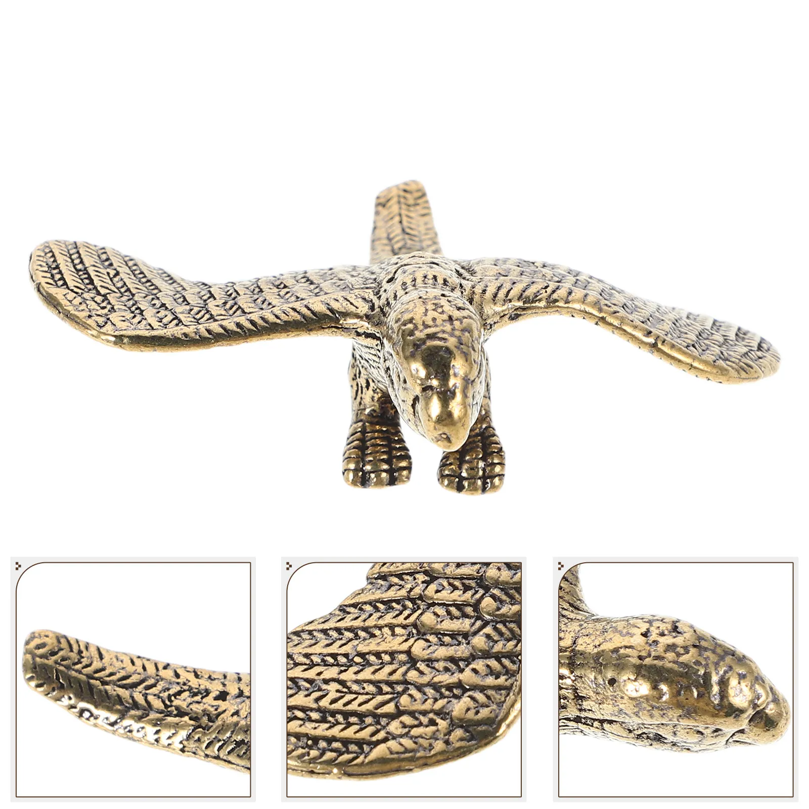 Mini Brass Parrot Sculpture Vintage Lifelike Flight Pose Retro Home Office Decor Feng Shui Animal Statue Shelf Desk Cabinet Fish