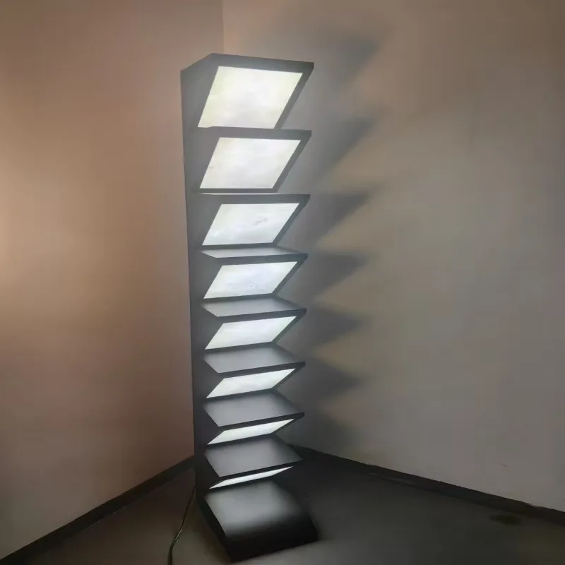 Lámpara de pie de villa de agua corriente wabi de viento Medieval, lámpara de mesa, modelo de diseñador, sala de estar, color de grano de madera, viento retro vert