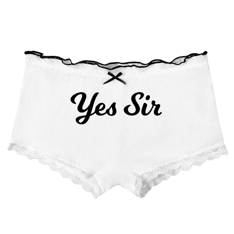 YES SIR White Boyshorts Ladies Boxer Home Lace Underwear Hot Sexy Bow Underpants for Women Comfortable Girls Shorts Pantie