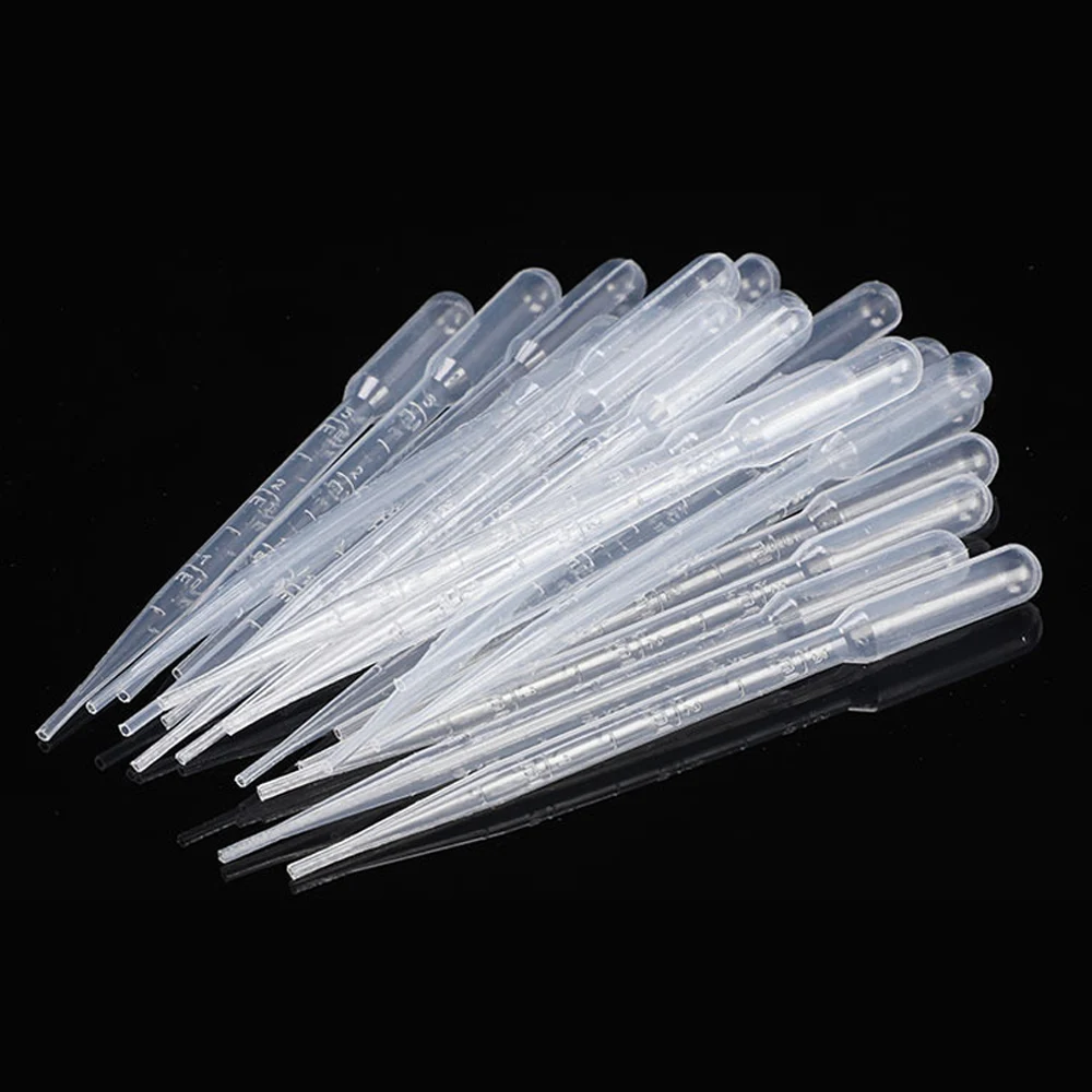 100pc 3ML Transparent Pipettes Disposable Safe Plastic Eye Dropper Transfer Graduated  For Silicone Mold Craft Jewelry Making