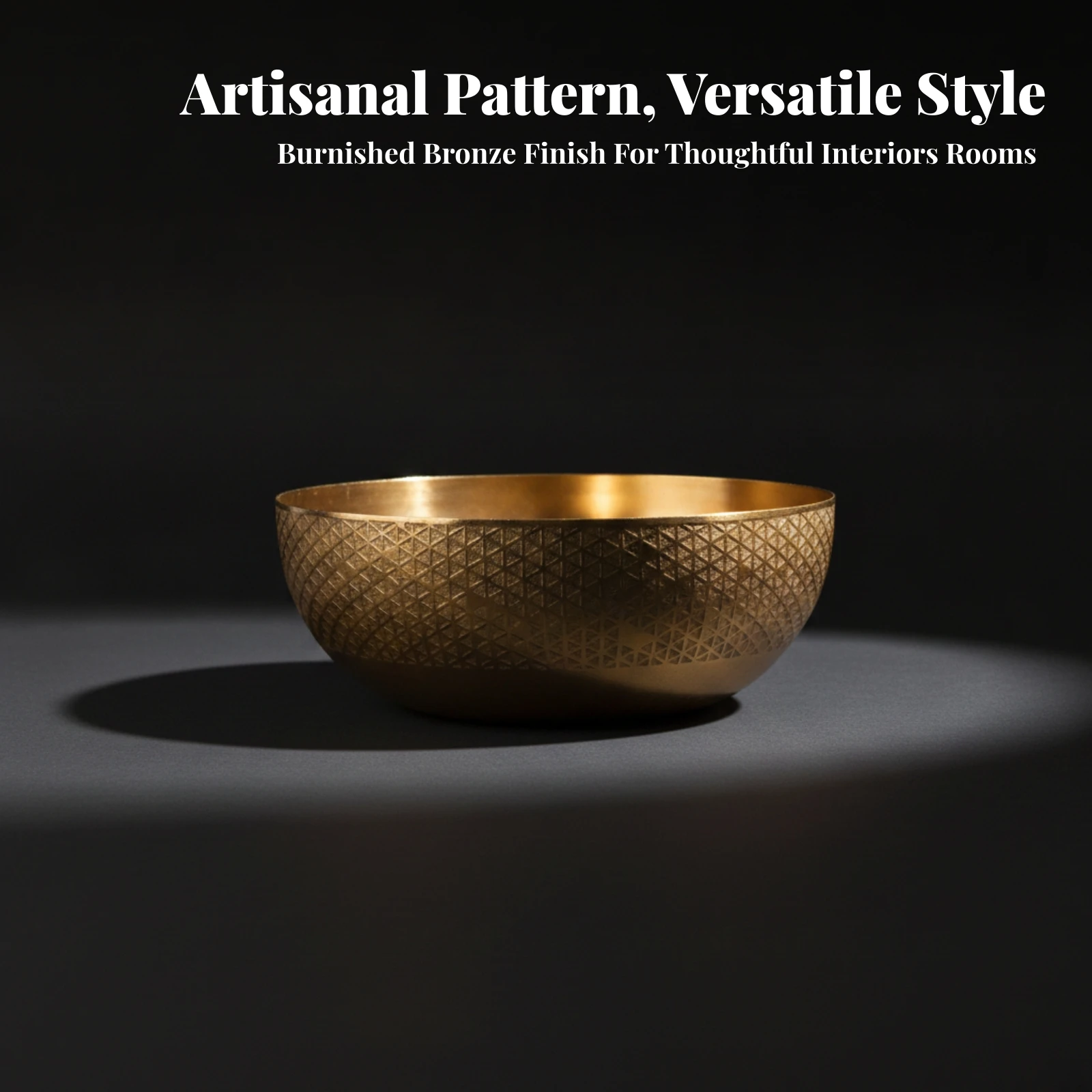 Iron Bowl with Geometric Pattern Home Decor Decorative Metal Bowl High Quality for Tabletop, Entryway