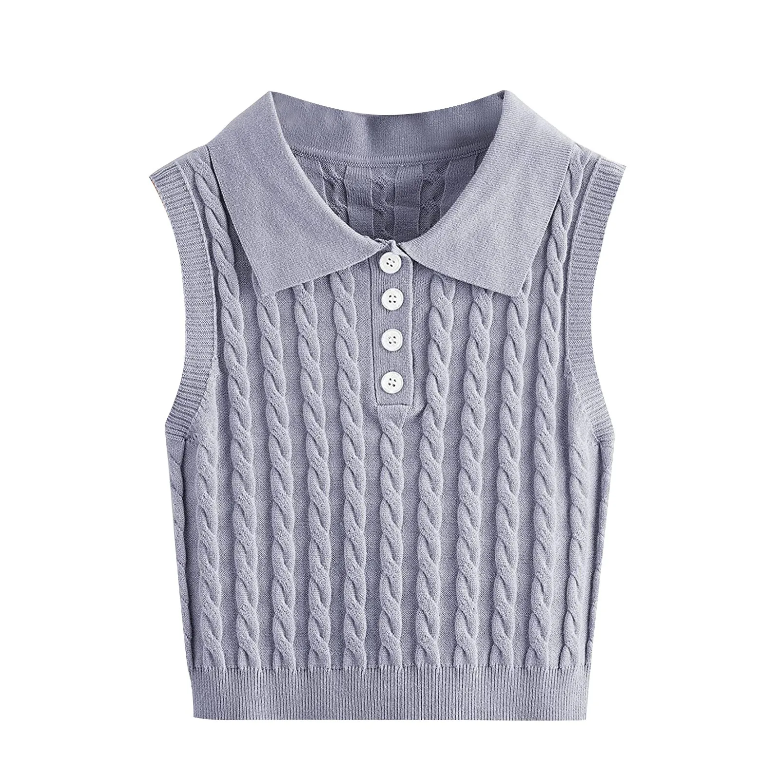 سترة بولو بدون أكمام ذات تصميم Preppy للسيدات ذات مرونة عالية، النسخة الكورية، بلوزة صلبة ومتعددة الاستخدامات #4