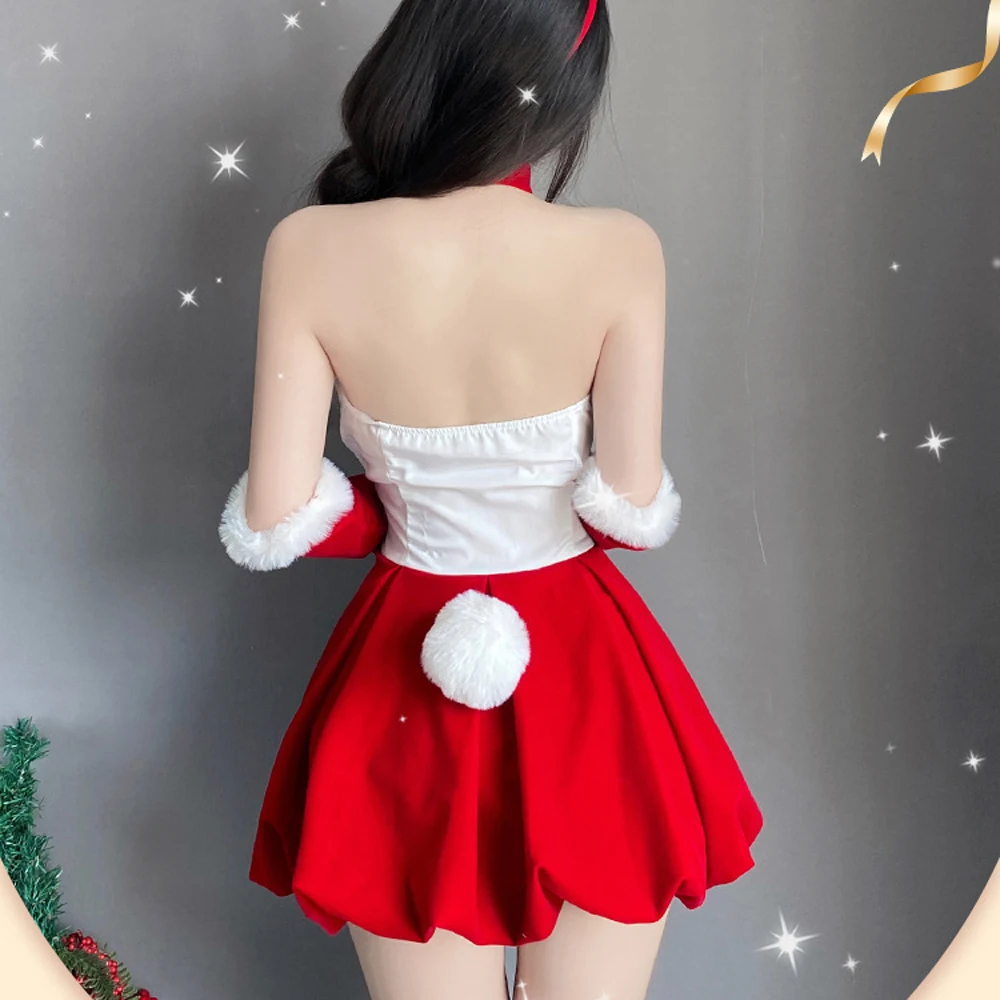 المرأة عيد الميلاد عيد الميلاد سيدة سانتا كلوز تأثيري حلي مثير ينغيرييس الشتاء حمالة صديرية دائرية فستان خادمة الأرنب فتاة موحدة #2