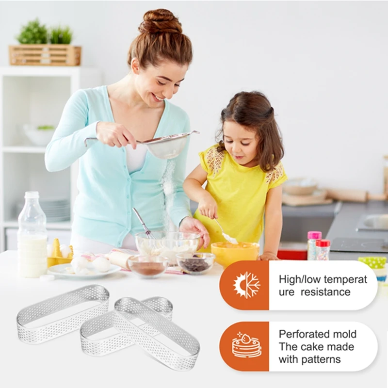 Moldes De Tartlet Oval De Aço Inoxidável, Mousse De Sobremesa Francesa, Anel De Torta De Frutas, Molde De Bolo De Quiche, Anel De Mousse, 8Pcs