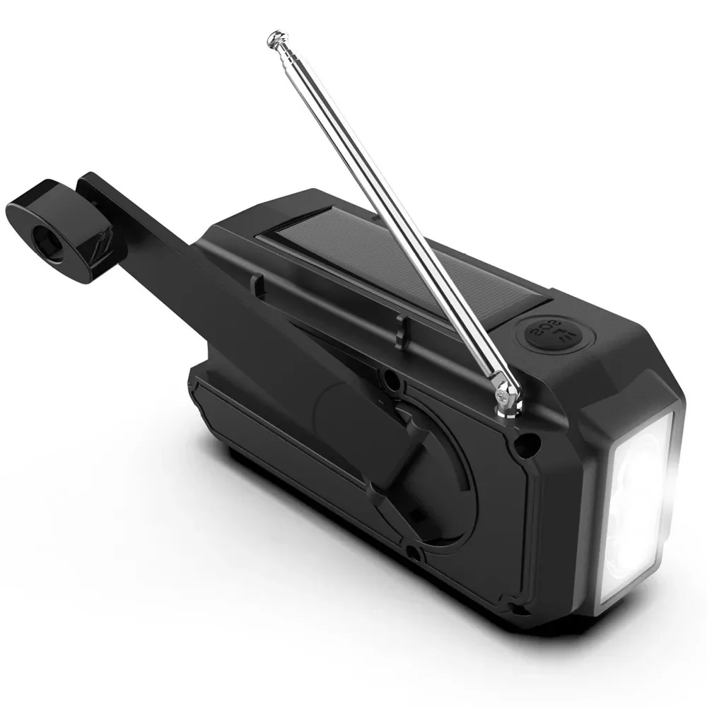 المحمولة AM/FM/WB الفرقة راديو الإضاءة مصباح يدوي الطاقة الشمسية كرنك اليد الجيل بنك الطاقة في حالات الطوارئ مشغل MP3 المتكلم SOS