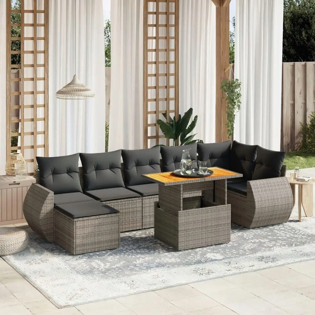 

Garden Sofa Set Modular Grey PE Rattan Outdoor Furniture Large Seating for Patio Yard and Balcony Relaxing Living Space