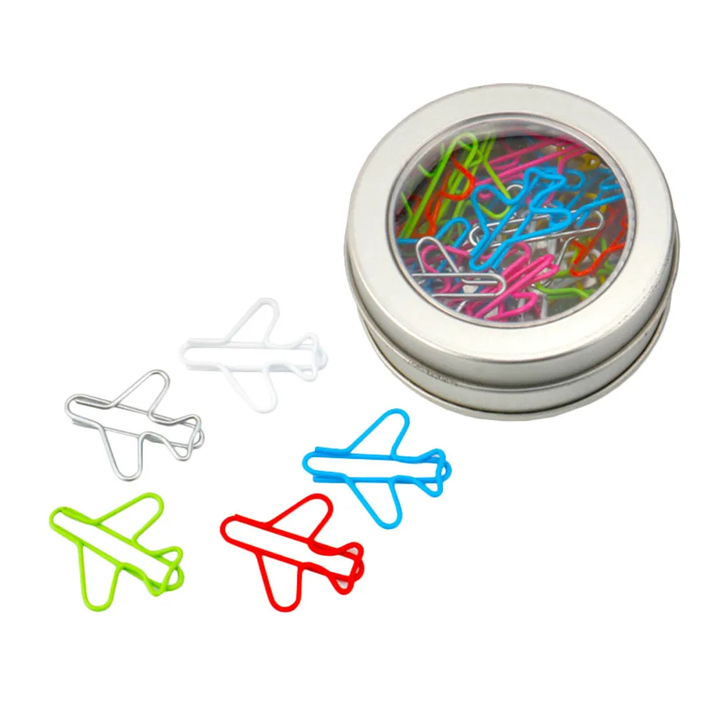 24Pcs Airplane Style Paper Clips Metal File Clamps Decorative Stationery for Office School Home Use Business Cards
