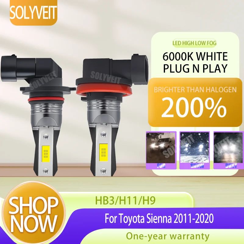 

The Pure White Advantage: 6000K LED lights for High Road Definition For Toyota Sienna 2011 2012 2013 2014 2015 2016 2017 -2020
