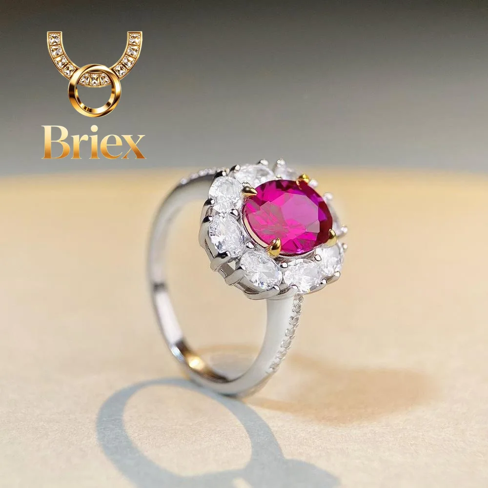 

Briex Jewelry Luxury Solid Platinum PT950 Women's Full Diamond Egg-Shaped Pigeon Egg 3 karat Moissanite Diamond Ring