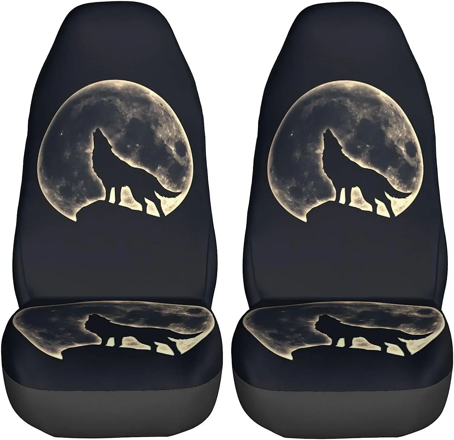 Howling Wolf Car Seat Covers Set 2 Pcs Auto Interior Car Accessories Protetors Car Mat Covers Vehicle