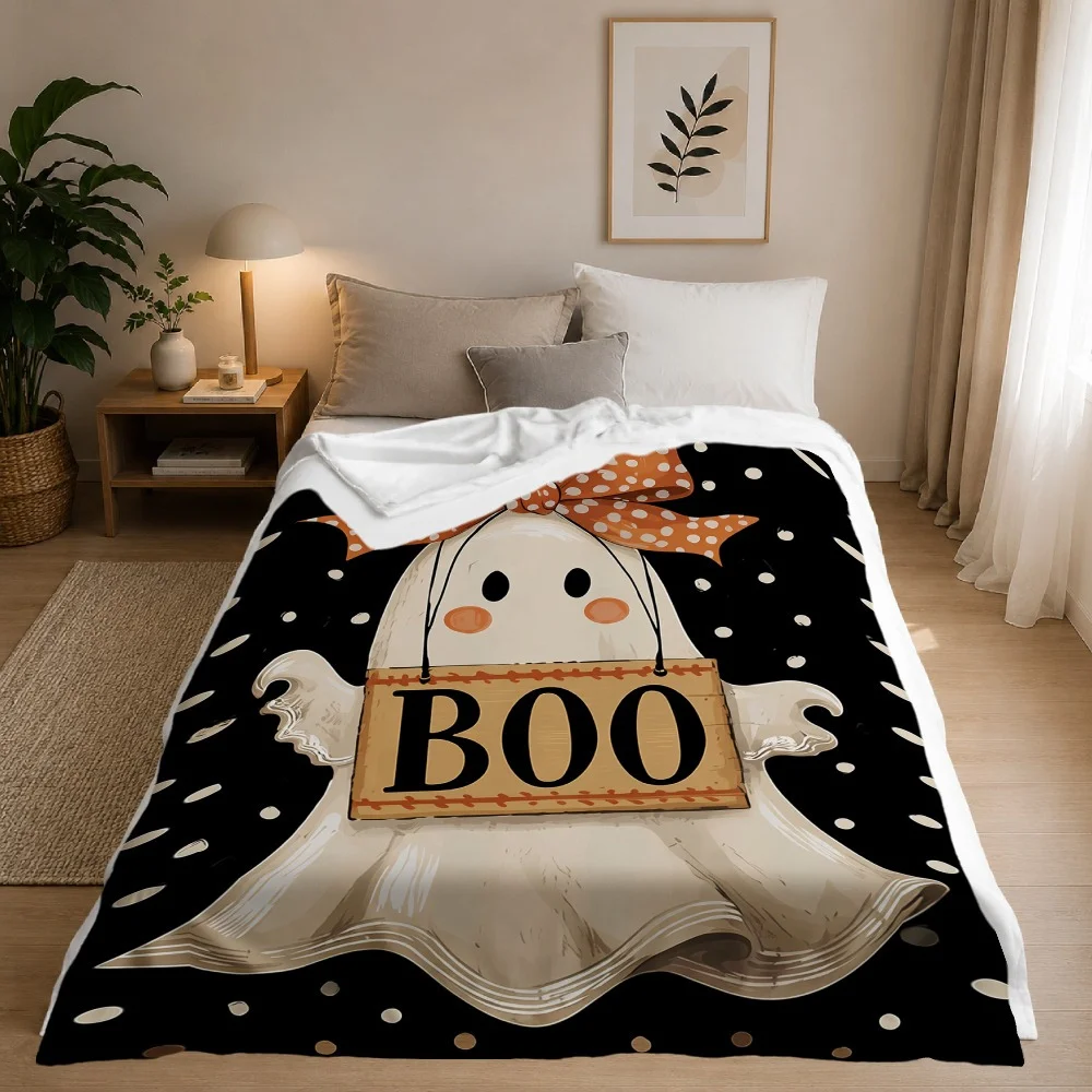 1pc Boo Ghost Polka Dot Halloween Throw Blanket