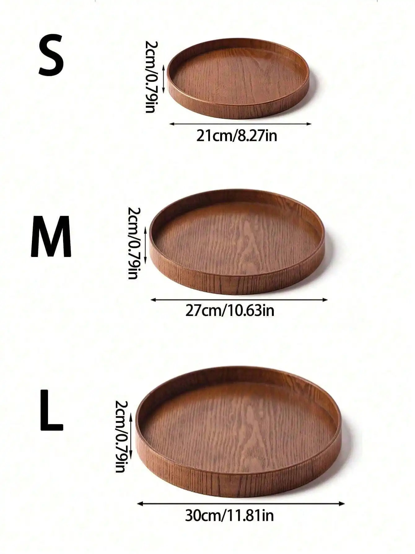1pc/3pcs Natural Wooden Serving Tray, Round Platter For Snack, Cake, Bread, Multi-Use Breakfast Coffee Tea Tray, Charcuterie Platter For Kitchen Dining Table, Restaurant Serving & Table Decor Organizer Plate sh25043075663067265 view 6