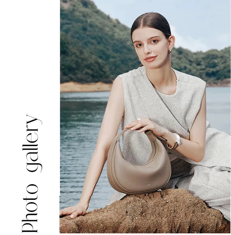 FOXER Marken-PU-Leder Damen Schultertasche 2026 – Modische Halbmond-Handtasche im luxuriösen Design – Umhängetasche als Geschenk für Mädchen – Detail 11