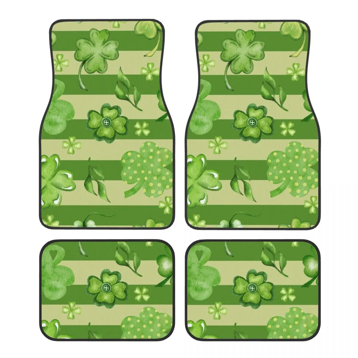 Saint Patricks Day Four Leaf Clover Universal Fit Car Floor Mats Car Carpet Mat Set of 4pcs with Anti-Slip Backing Fit