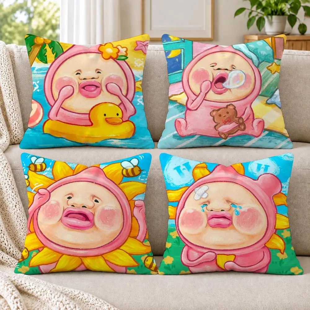 K-Kobito Zukan Peach Cushion Cover Short Plush Double-Sided Printing Sofa Bedroom Living Room Throw Pillow Cover Home Decor
