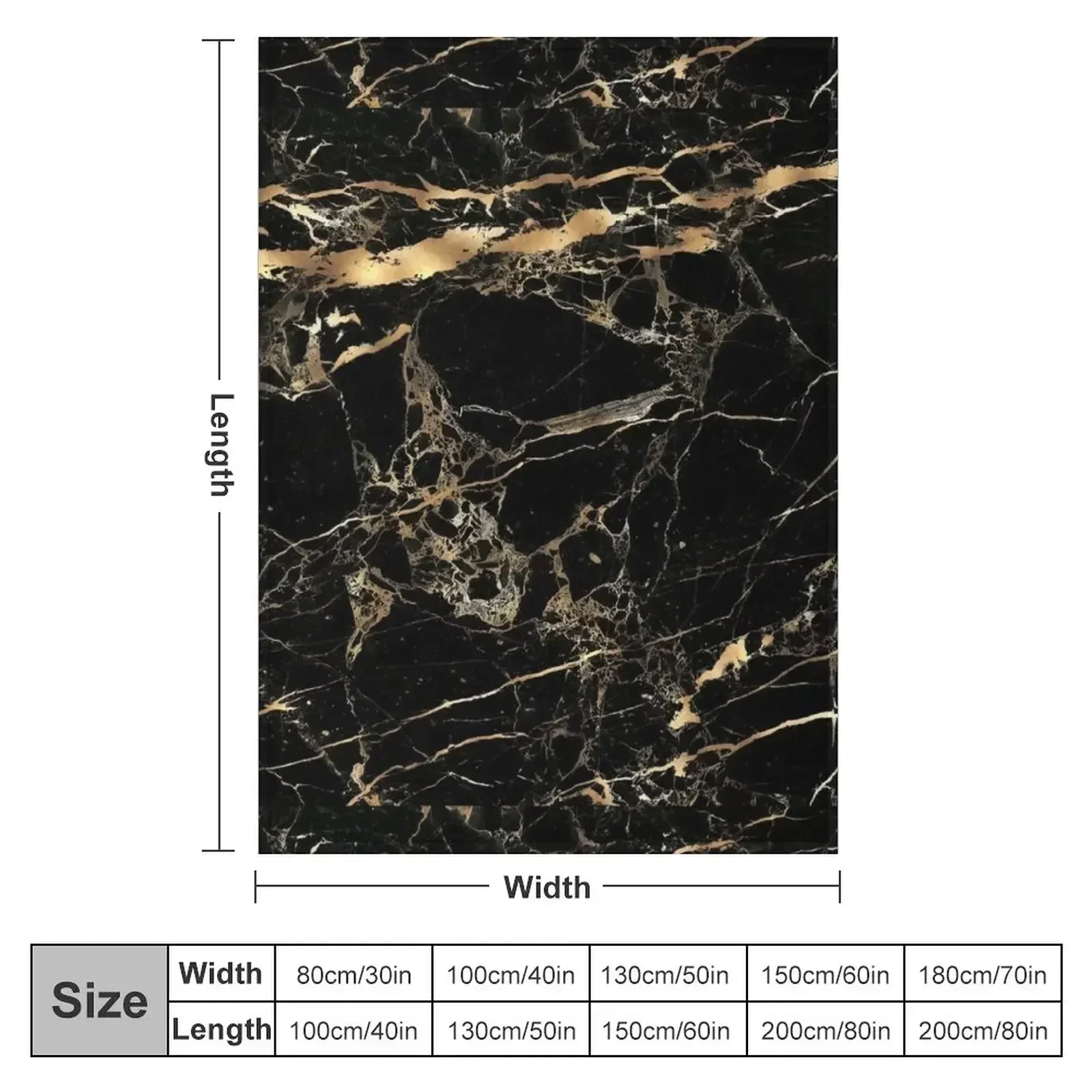 Black Marble Gold Veins Throw Blanket Comforter manga Thermal Plush Luxury St Travel Blankets