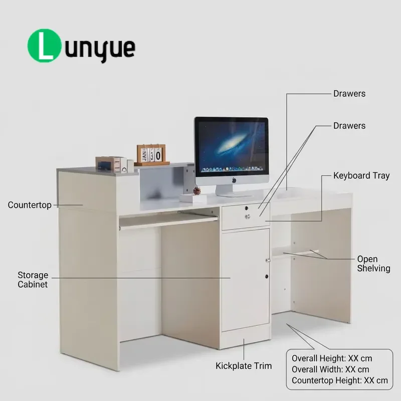 Modern Luxury Wood Office Reception Cashier Counter Simple Checkout Service Desk for   Hotel Supermarket Multi-Scene