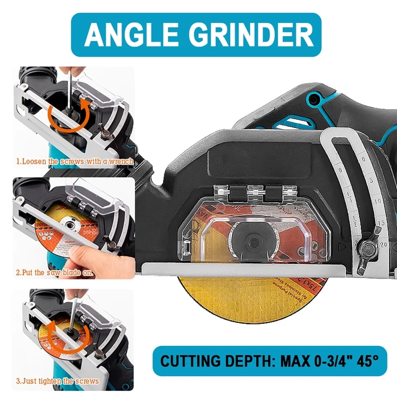 Household Angle Grinder Cordless Mini 3Inch Electirc CUT OFF Tool Cutting Circular Saw Machine Power Tool Fit Makita 21V Battery