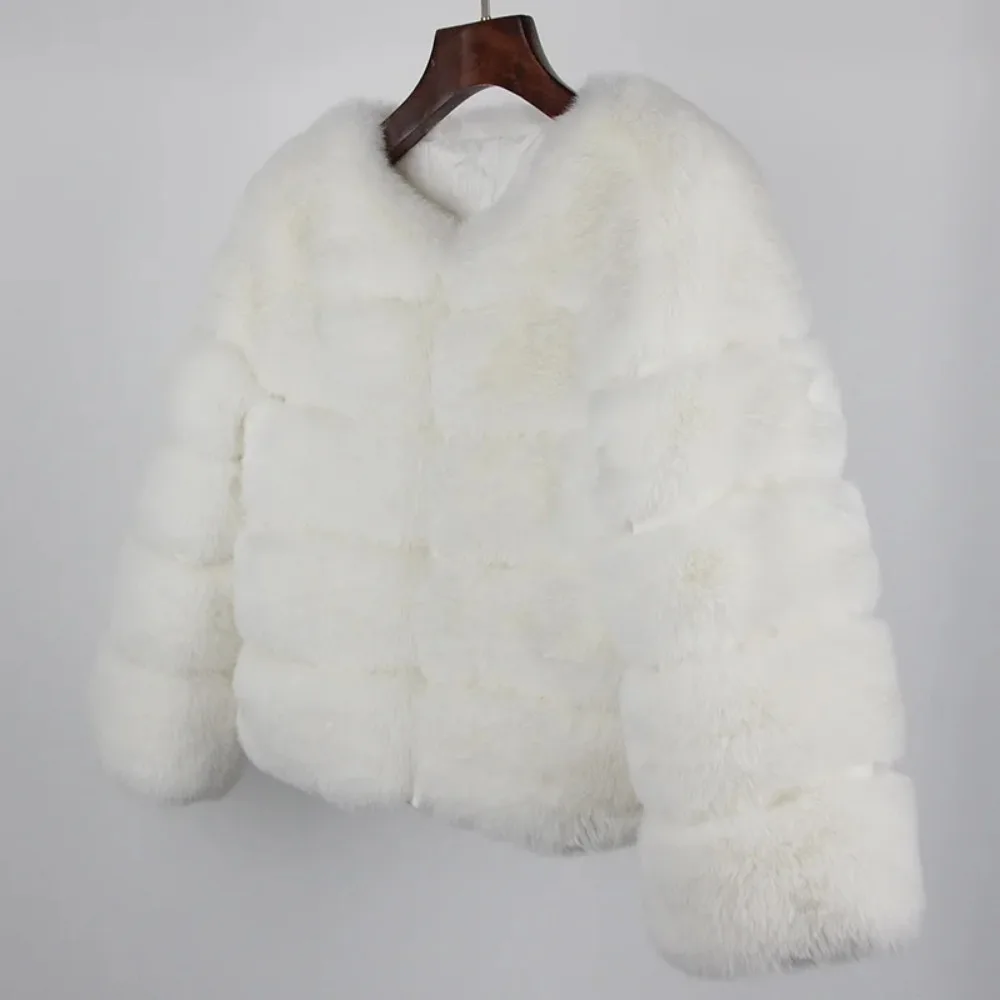 2023 Faux Fur Coat New Winter Jacket Women Elegant Thick  Luxury Brand Warm Outerwear Street wear Fake Fox Rabbit Fur Fashion