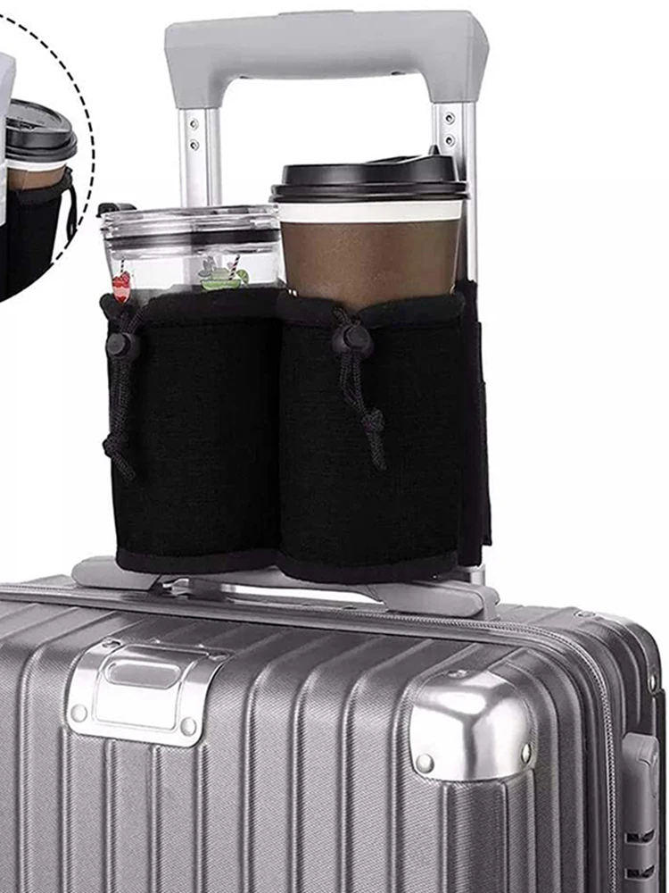 Luggage Travel Cup Holder Bag Portable Drink Caddy Drink Bottle Holder Traveler Accessory Roll On Suitcase Handles