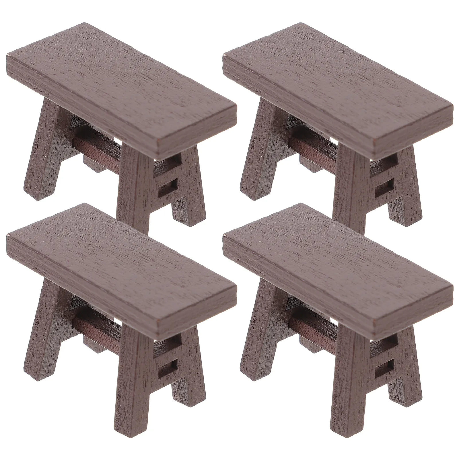 

4Pcs Mini Wooden Stool Dollhouse Accessories High Simulation Miniature Furniture for Kids Room Decor Educational Pretend Play