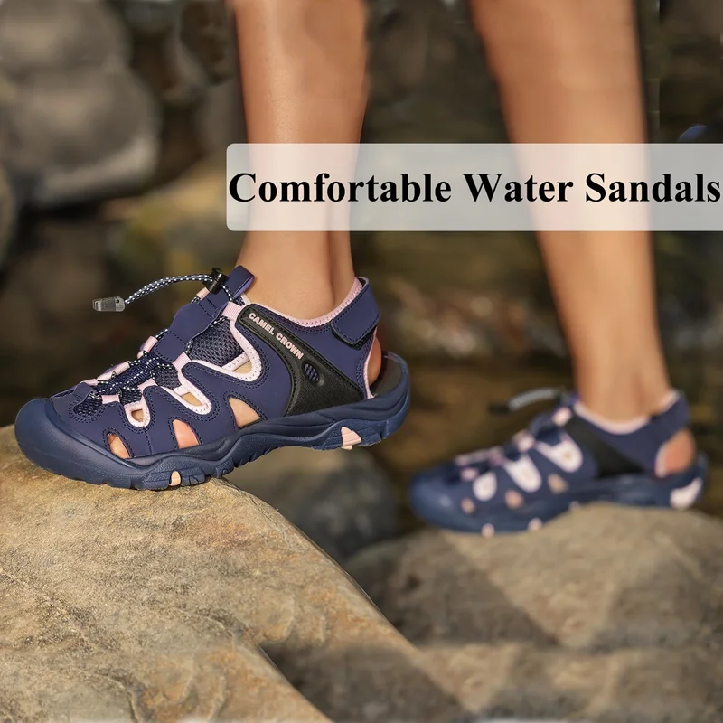 GOLDEN CAMEL Women's Hiking Sandals Waterproof Closed Toe Water Sandals Comfort Adjustable Athletic Outdoor Sandals for Summer