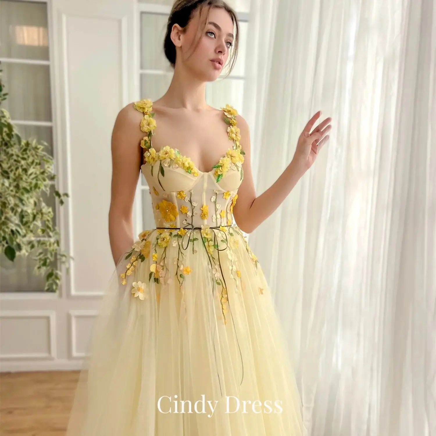 

Cindy Corset Hand Embroidery Sweetheart 3D Flowers New in Dresses With Long Sleeves Wedding Dress Women Elegant Party Ball Gowns