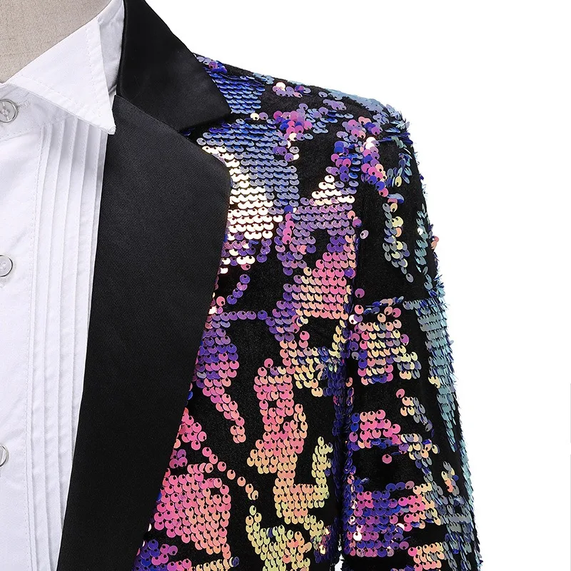 بليزرات للرجال قابلة للطي بلمسة نهائية لامعة فلاش بدلات صغيرة زراعة الترتر رئيس بار DJ أداء الدعاوى معطف الرجل المحترم