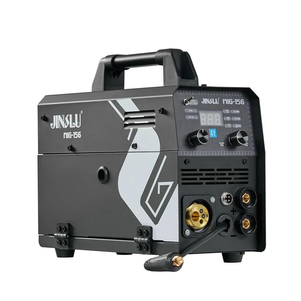 MIG-156 Welding Machine MIG/TIG/Stick 5 in 1 Welder Dual Voltage 110V/220V Work with Spool Gun Gas/Gasless Multiprocess Welders