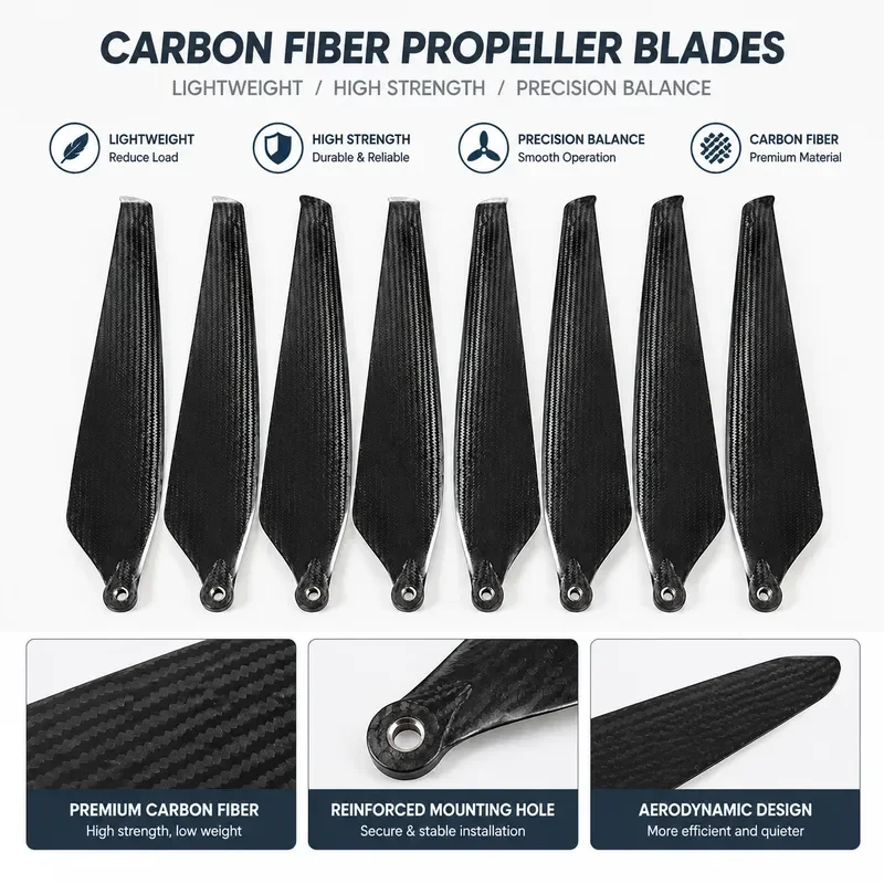Black Carbon Fiber Propeller for Haoying 36190 X9plus MAX Paddle Drone Replacement Parts High Performance Durable Blades