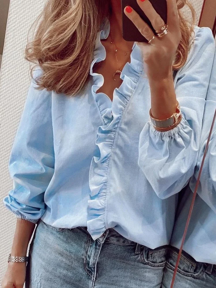 Solid Casual Loose Blouses For Women Fashion 2024 Autumn Vintage Women\'s Oversized Shirts And Blouses Elegant Youth Female Tops