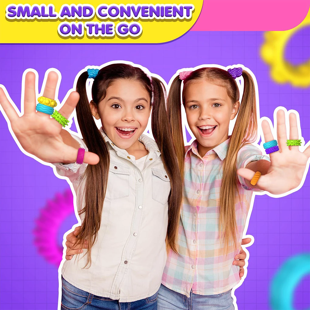 

12 pcs/set New Stretchy Fidget Toys Decompression TPR Kids Sensory Rings Soft Relieve Anxiety Fidget Ring Kids with Autism